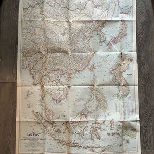 Vintage 1952 Map of the Far East